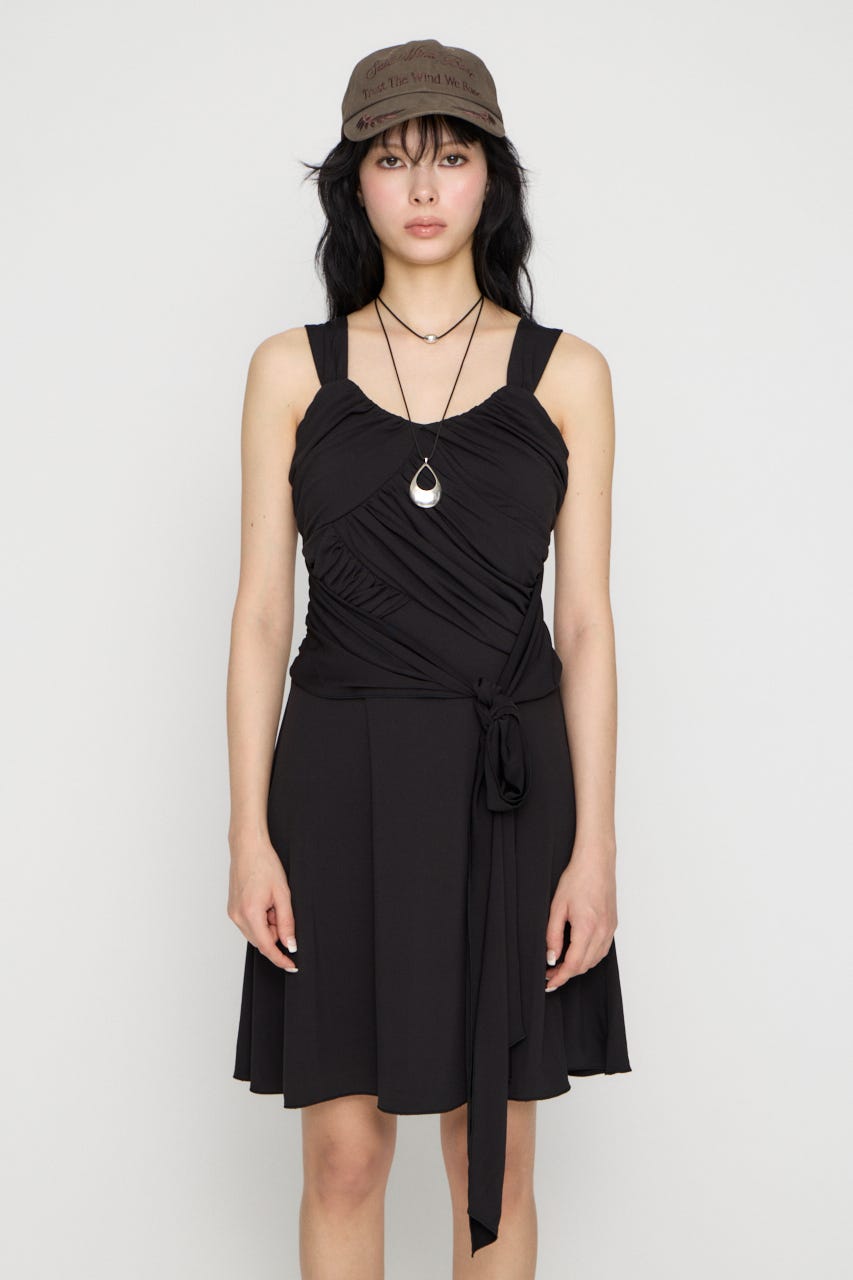 OVERLAP TIE ミニワンピース BLK M