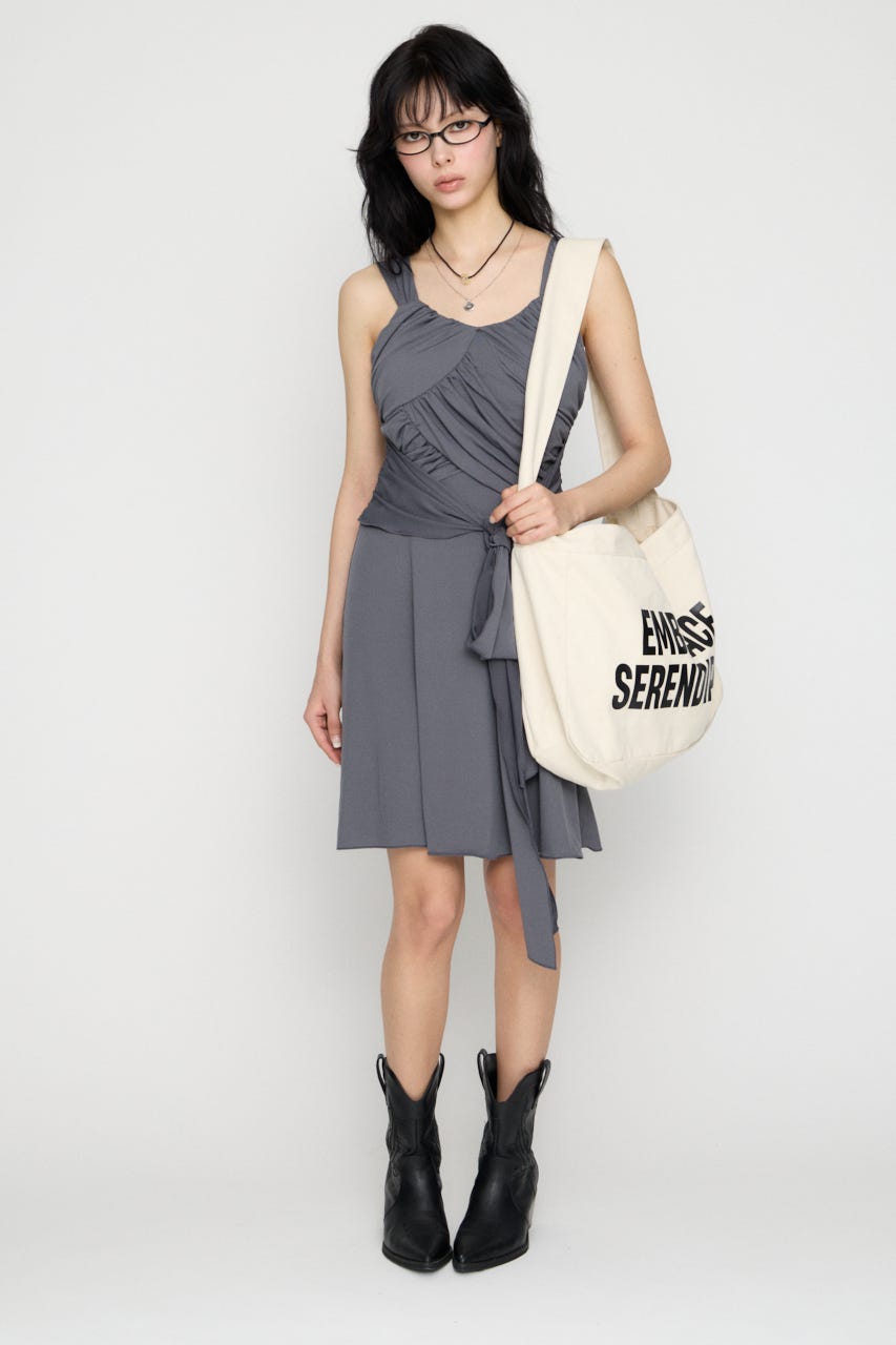 OVERLAP TIE ミニワンピース GRY S