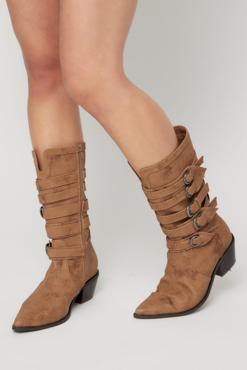 BELTED MIDDLE ブーツ BEG M