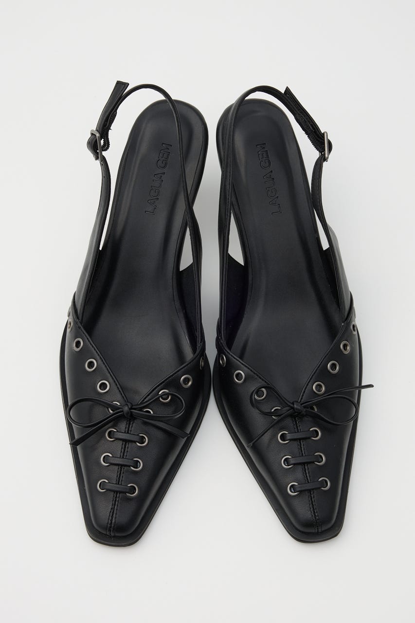 EYELET LACE UP ミュール BLK L