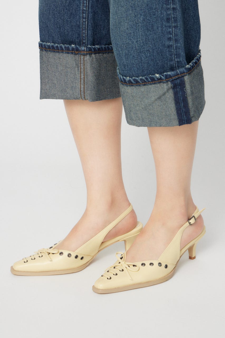 EYELET LACE UP ミュール L/YEL L