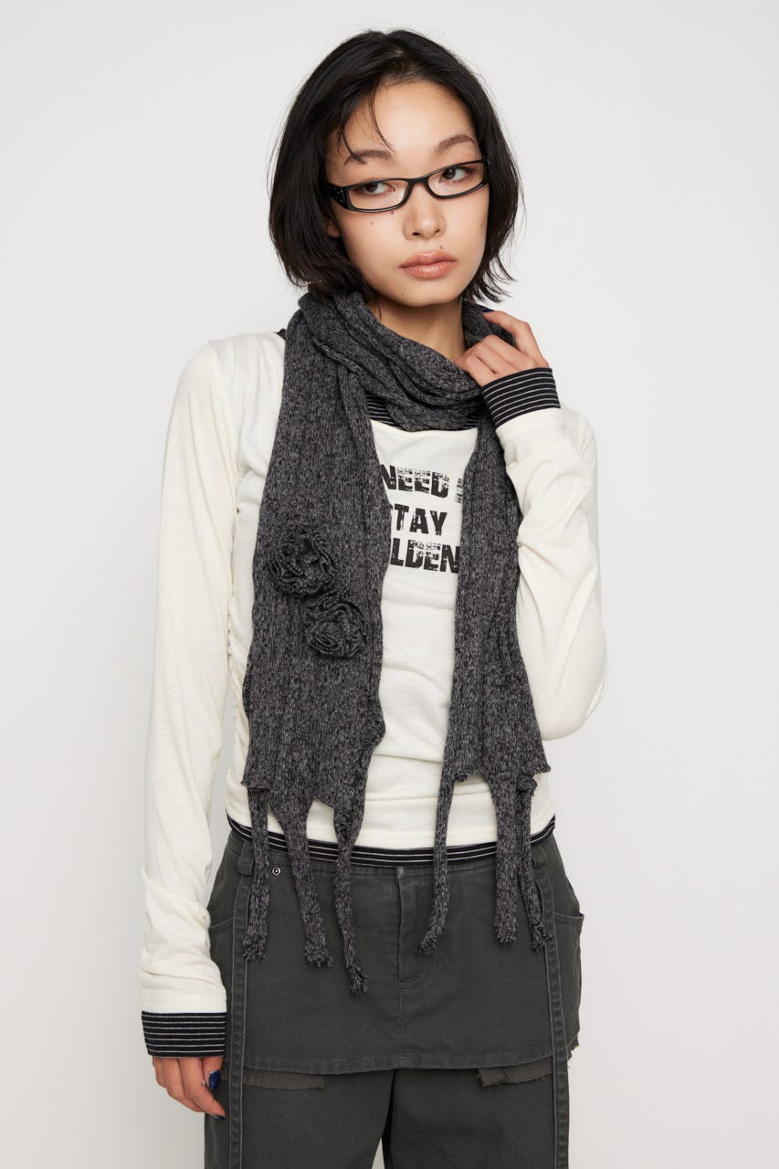 CORSAGE KNIT ストール BLK FREE