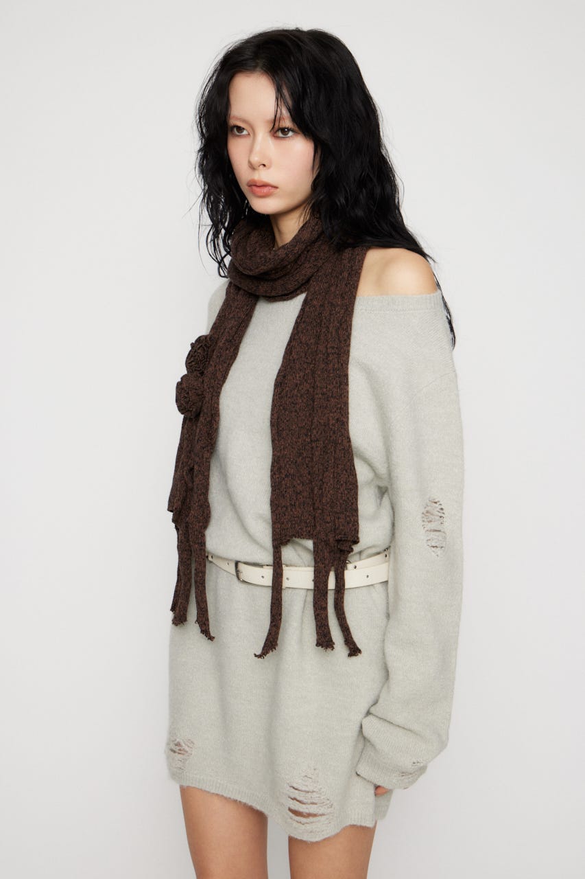 CORSAGE KNIT ストール BRN FREE