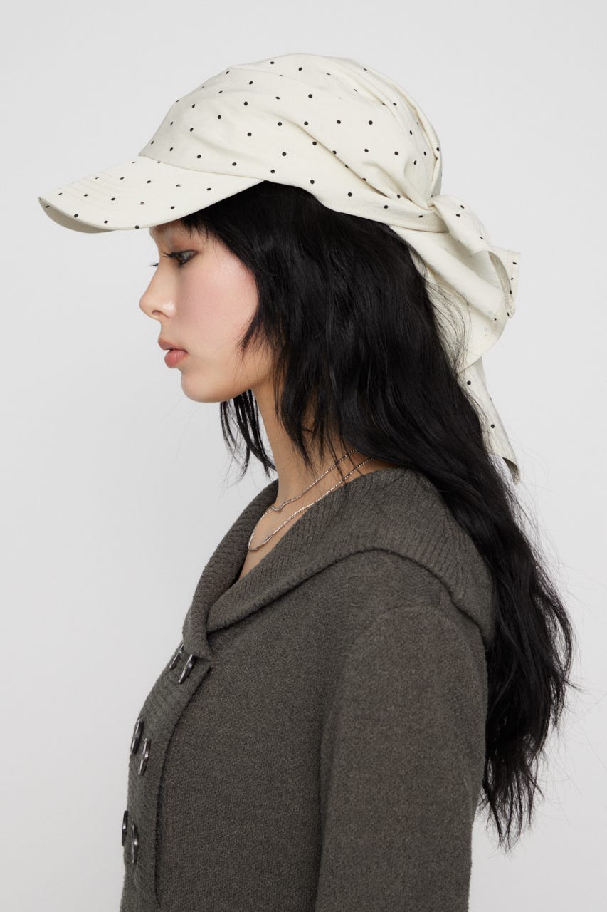 DOT BACK TIE キャップ WHT FREE