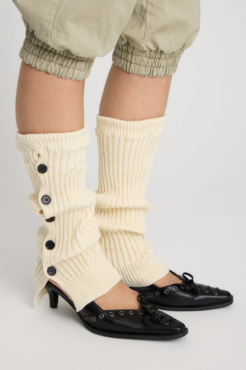 BUTTON レッグウォーマー WHT FREE