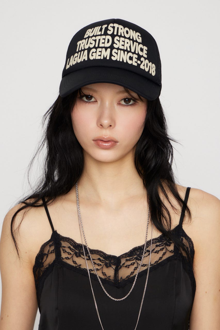 LETTERING MESH キャップ BLK FREE