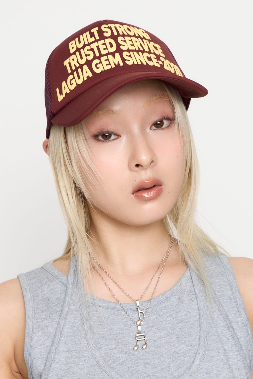 LETTERING MESH キャップ D/RED FREE