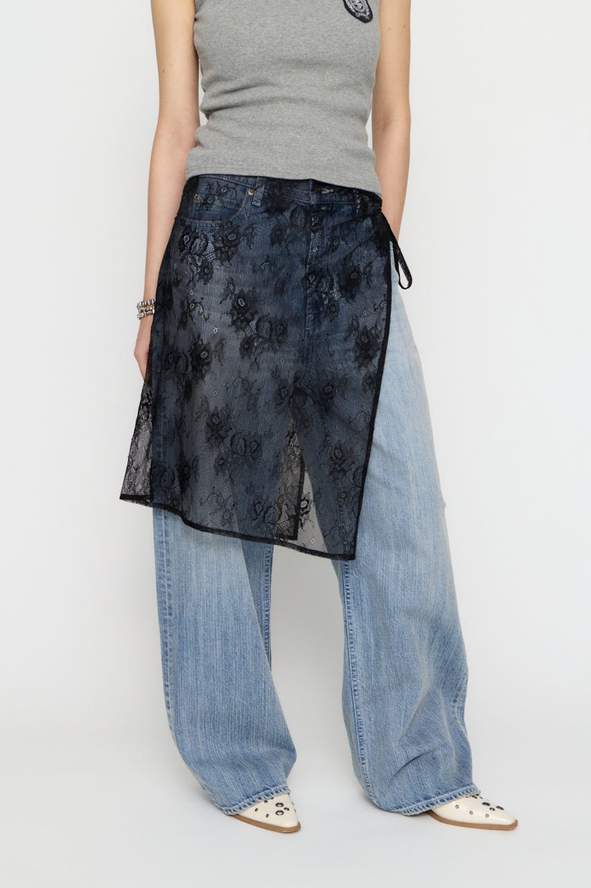 MESH LACE WRAP スカート BLK FREE