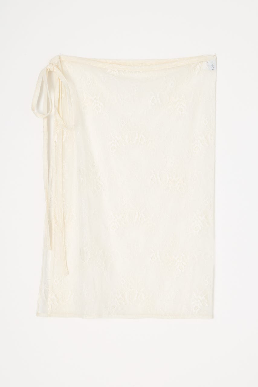 MESH LACE WRAP スカート O/WHT FREE