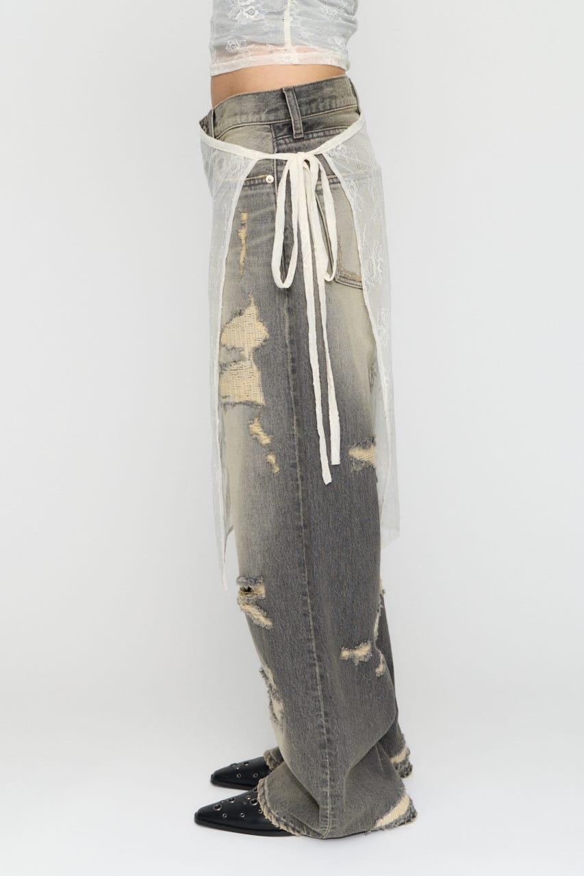 MESH LACE WRAP スカート O/WHT FREE