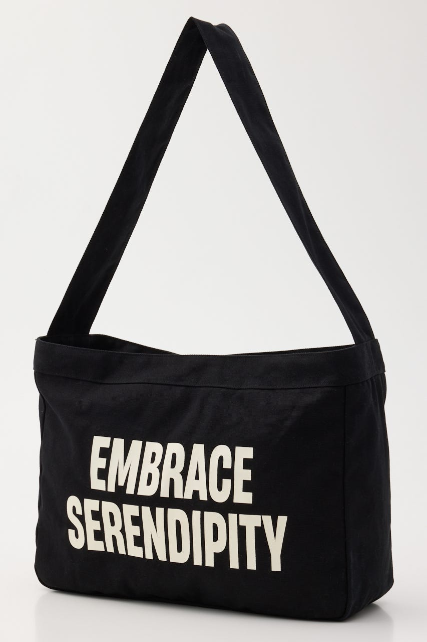 LETTERING COTTON BIG バッグ BLK FREE