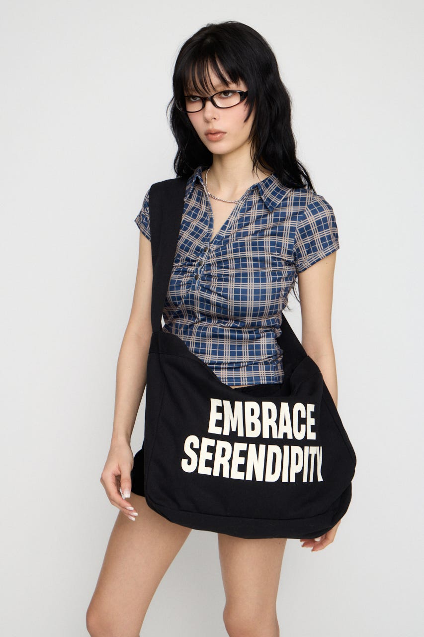 LETTERING COTTON BIG バッグ BLK FREE