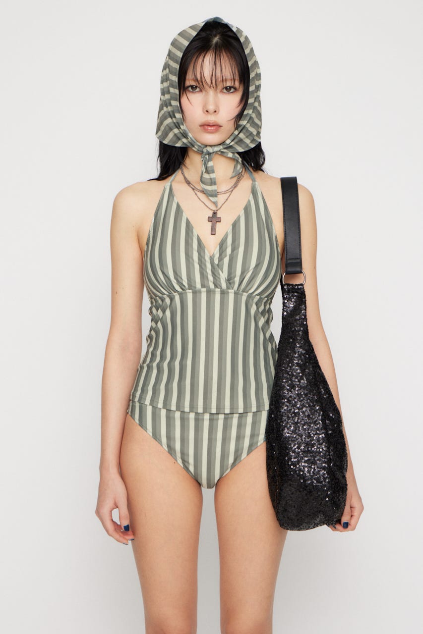 STRIPE SET タンキニ GRY FREE