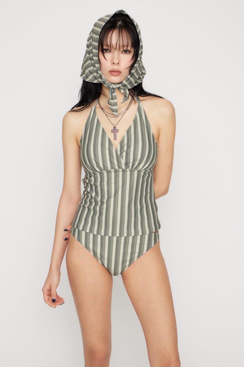 STRIPE SET タンキニ GRY FREE
