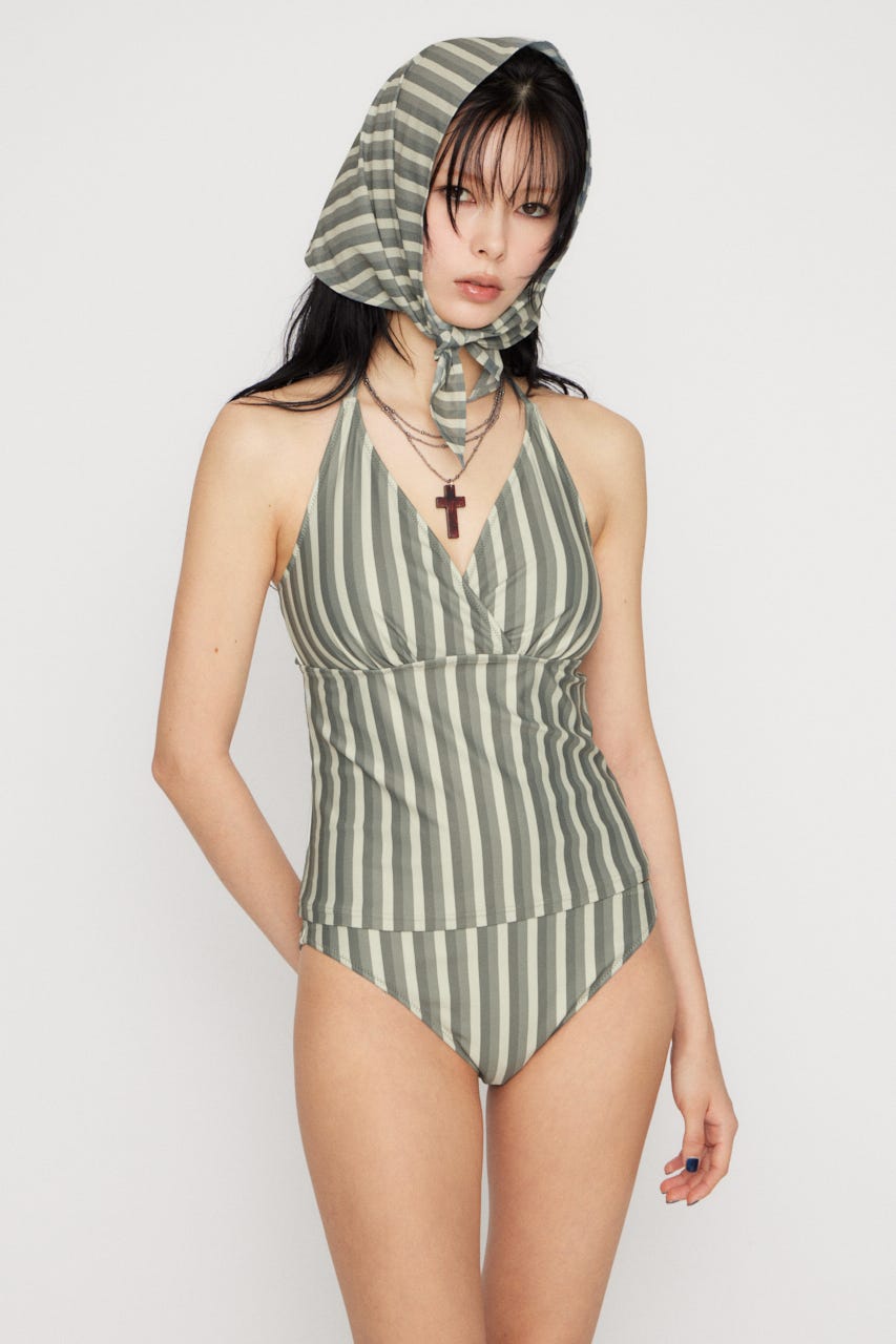 STRIPE SET タンキニ GRY FREE