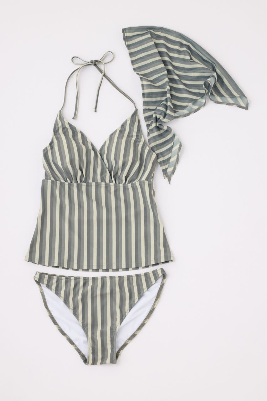 STRIPE SET タンキニ GRY FREE