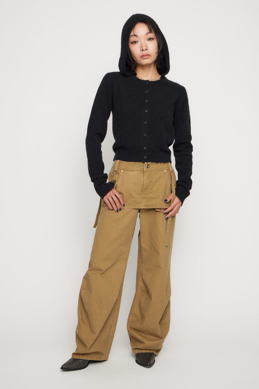 CROPPED HOODIE KNIT カーディガン BLK FREE