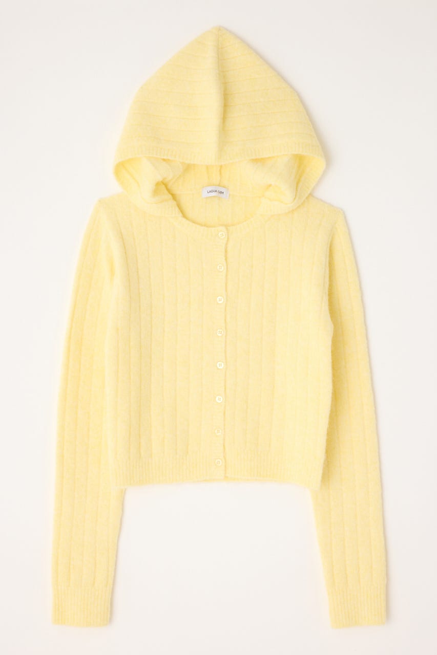 CROPPED HOODIE KNIT カーディガン L/YEL FREE