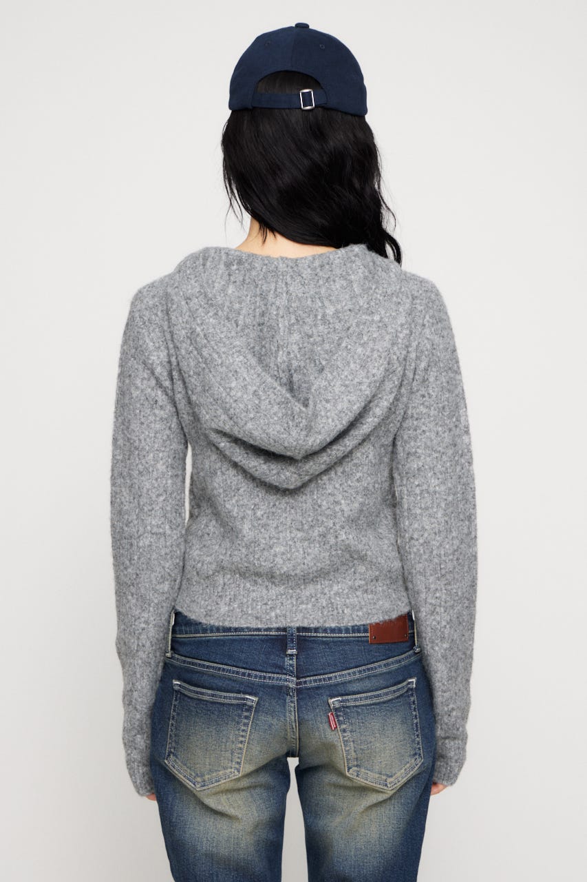 CROPPED HOODIE KNIT カーディガン T.GRY FREE