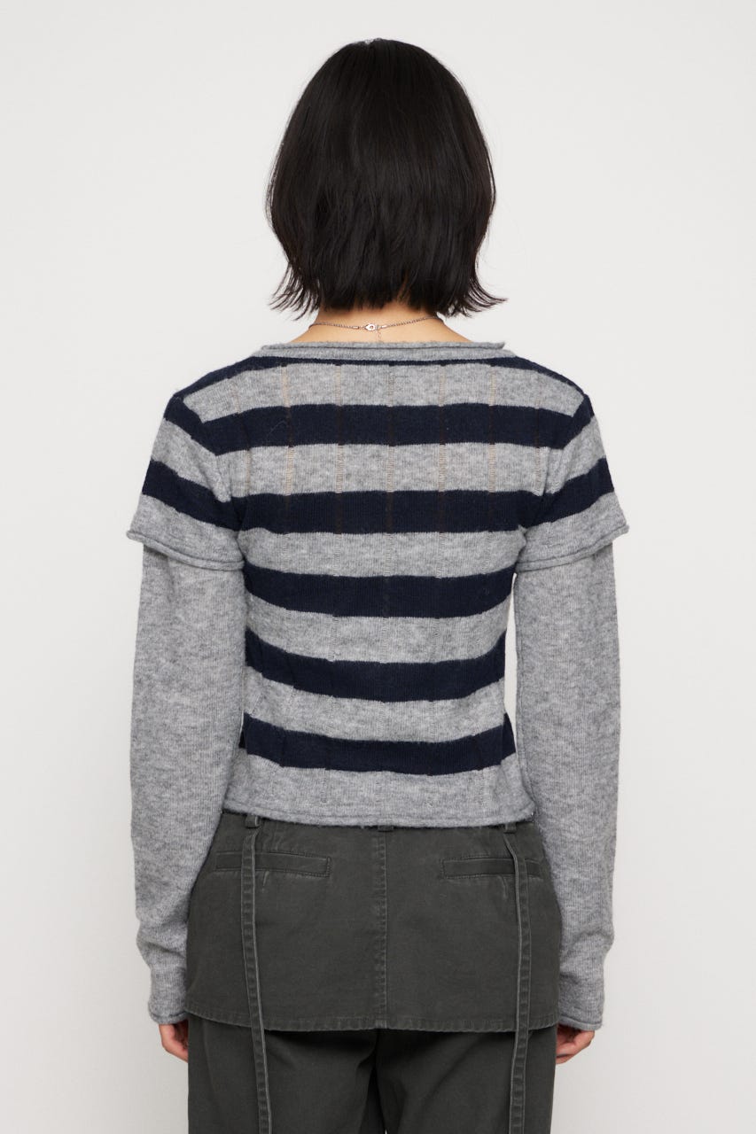 BORDER LAYERED LIKE トップス NVY FREE