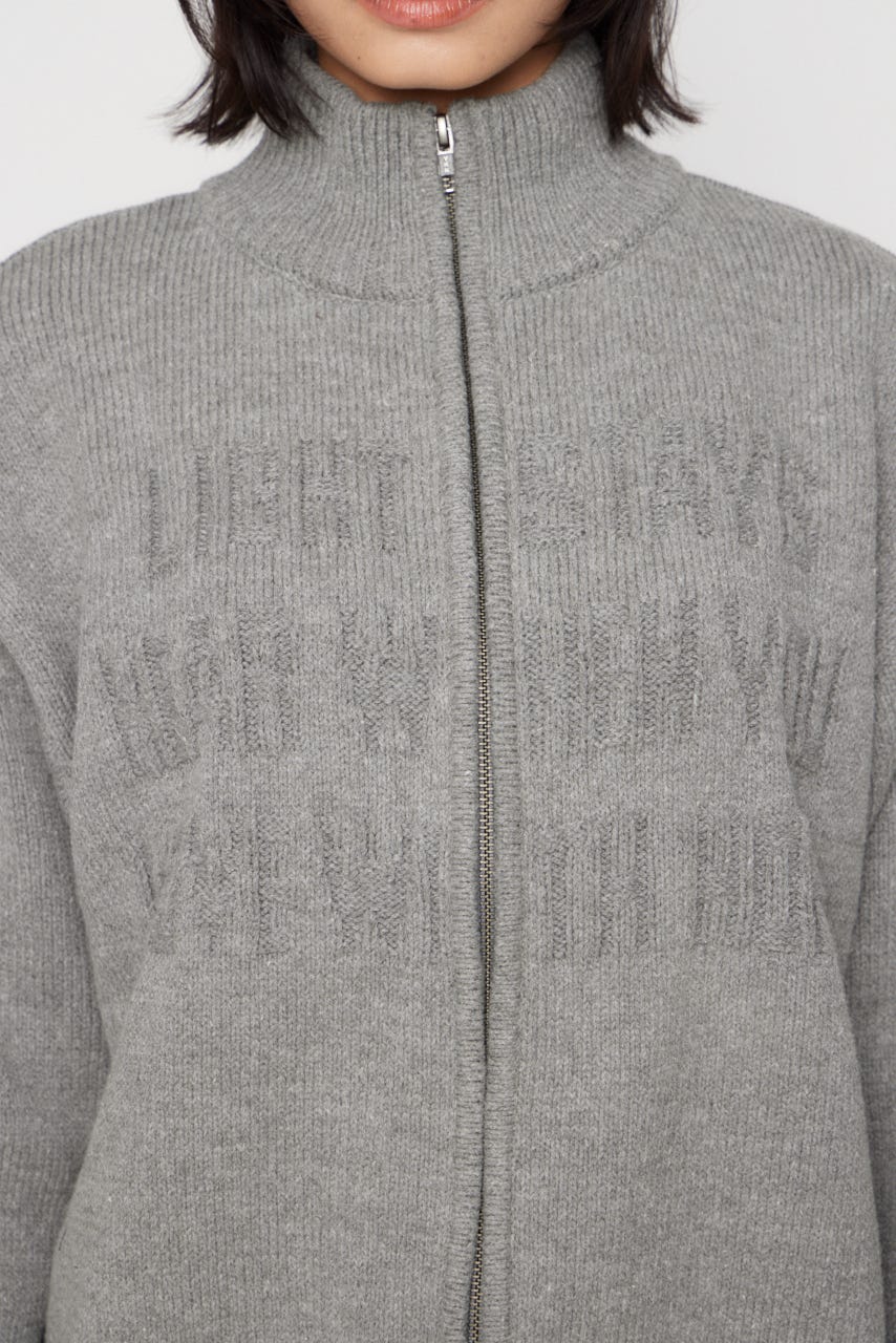 BUMPY LETTER ZIP ニット T.GRY FREE