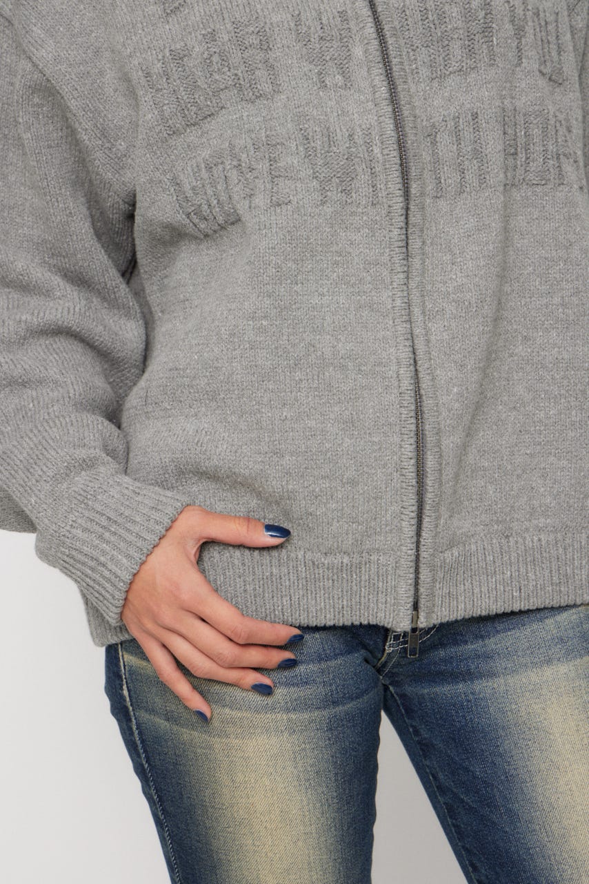 BUMPY LETTER ZIP ニット T.GRY FREE