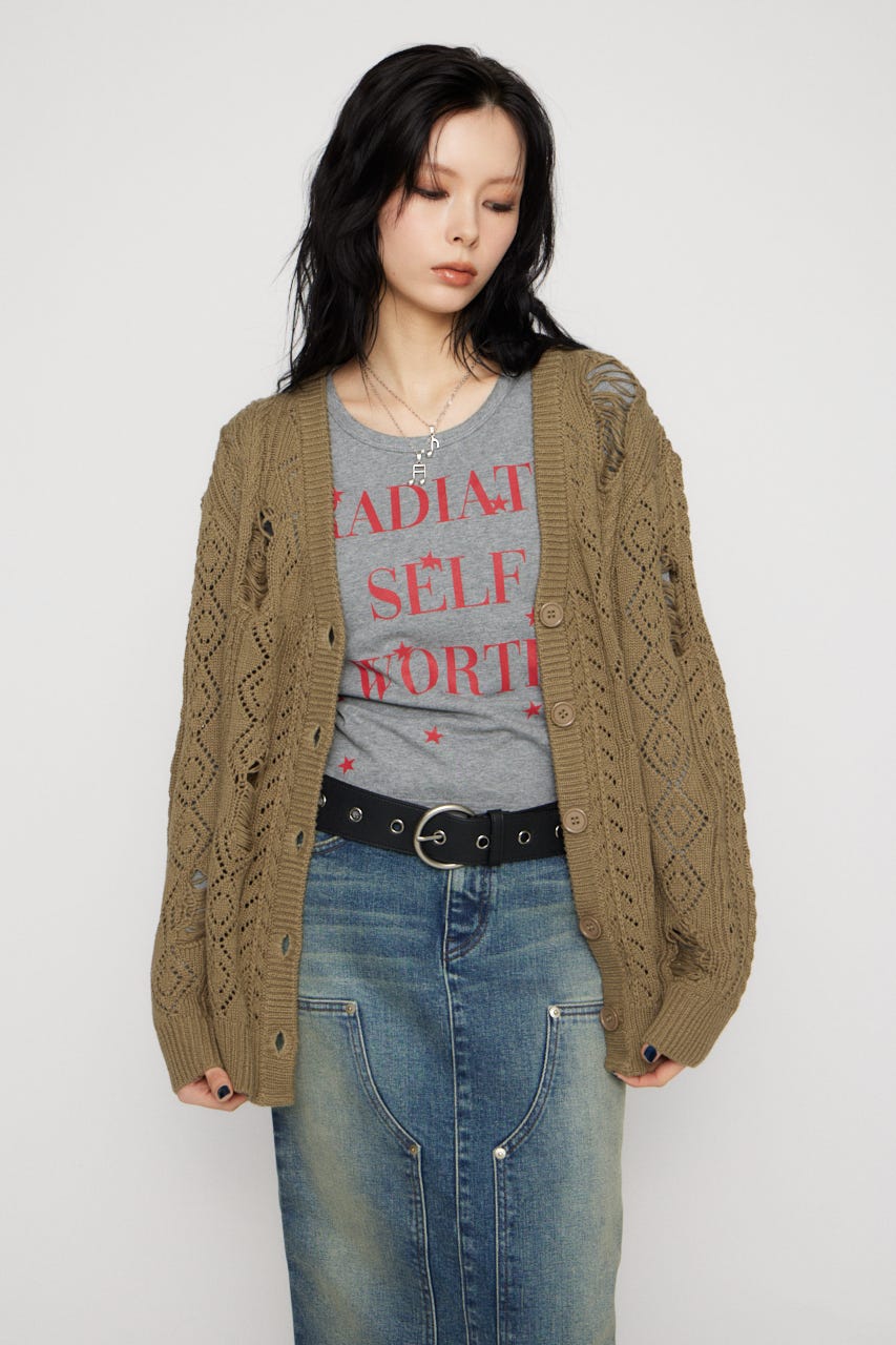 LOW GAUGE  CRASH OVER カーディガン BEG FREE