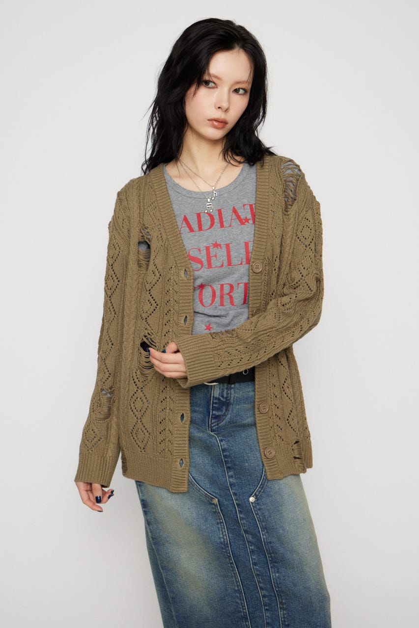 LOW GAUGE  CRASH OVER カーディガン BEG FREE