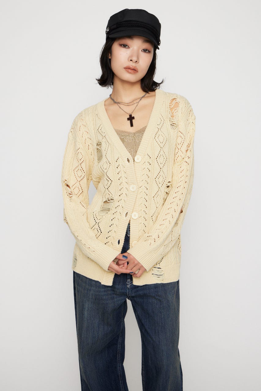 LOW GAUGE  CRASH OVER カーディガン IVOY FREE