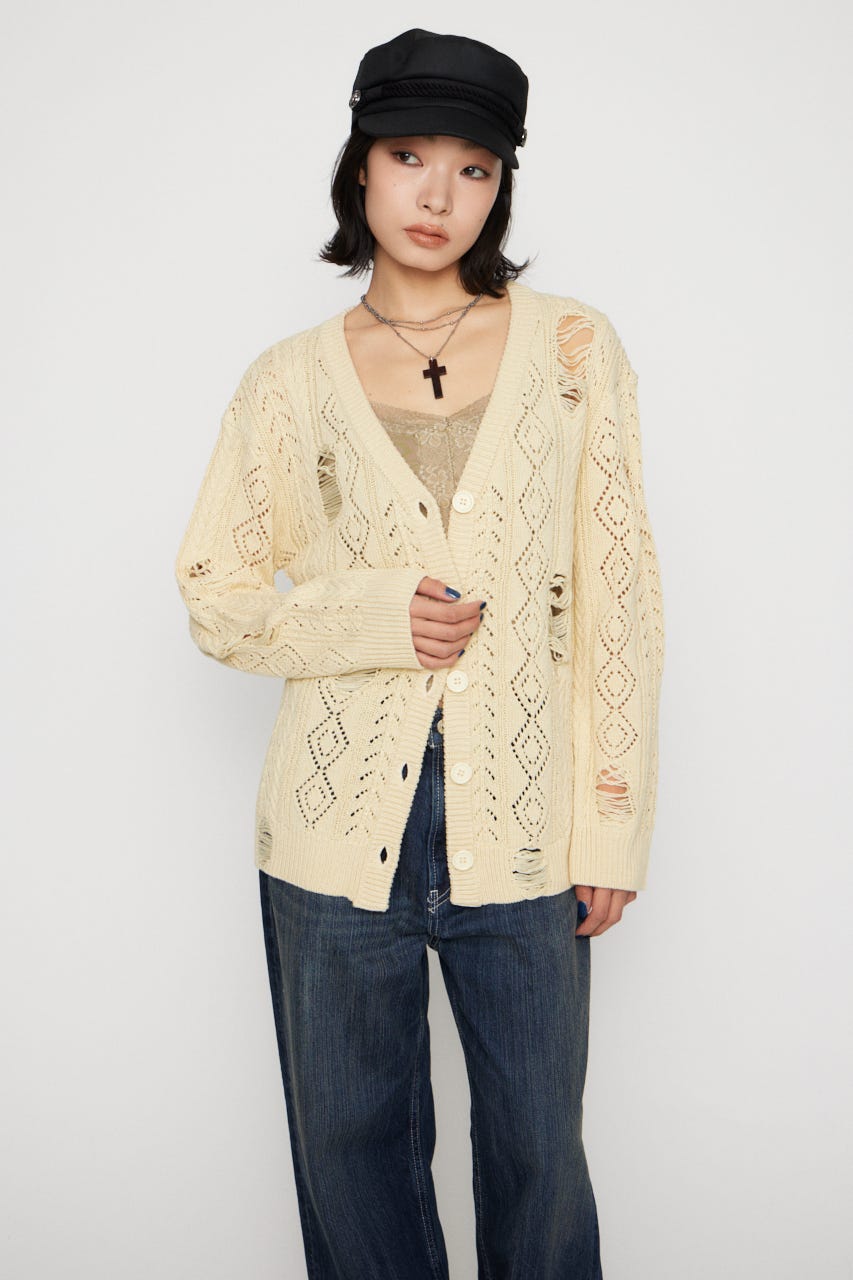 LOW GAUGE  CRASH OVER カーディガン IVOY FREE