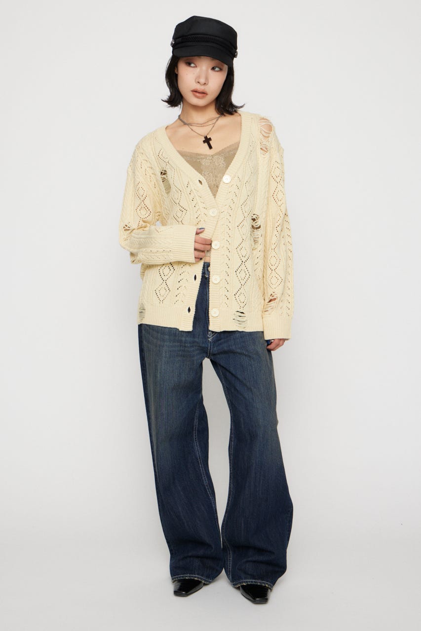 LOW GAUGE  CRASH OVER カーディガン IVOY FREE