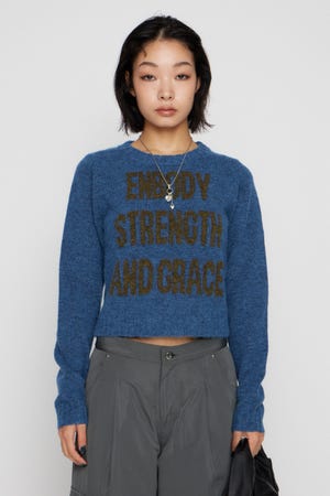 LETTERING JACQUARD KNIT トップス