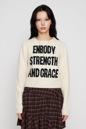 LETTERING JACQUARD KNIT トップス