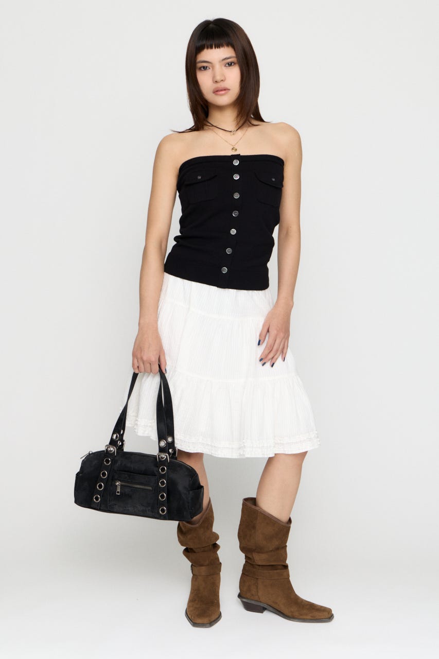FRONT BUTTON BARE トップス BLK FREE
