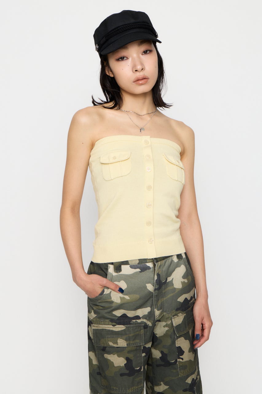 FRONT BUTTON BARE トップス IVOY FREE