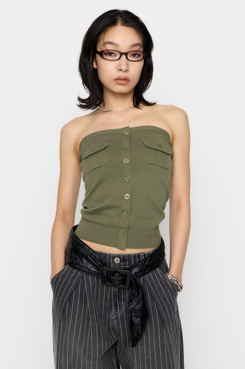 FRONT BUTTON BARE トップス KHA FREE