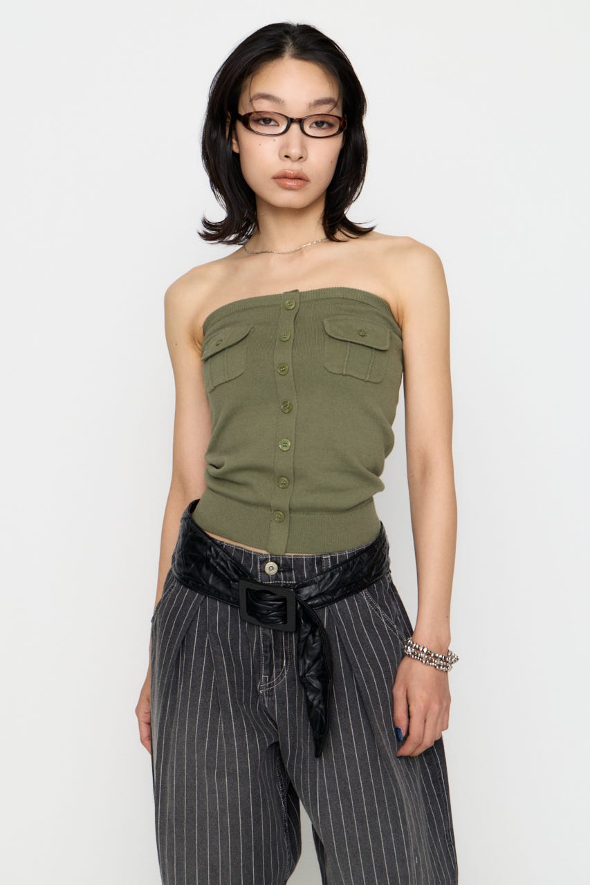 FRONT BUTTON BARE トップス KHA FREE