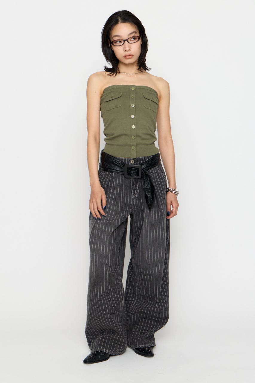 FRONT BUTTON BARE トップス KHA FREE