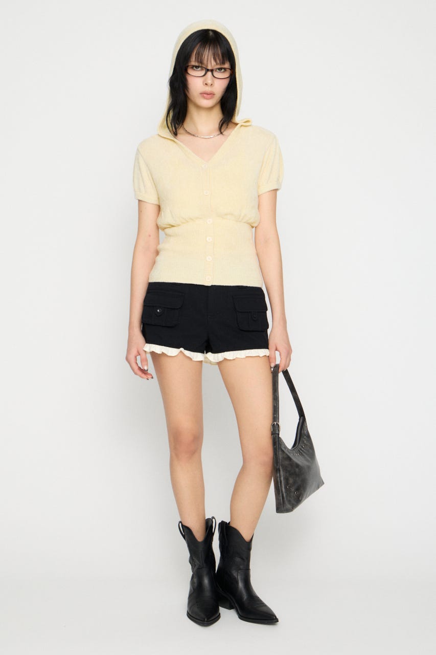 PUFF SLEEVE HOODIE トップス O/WHT FREE