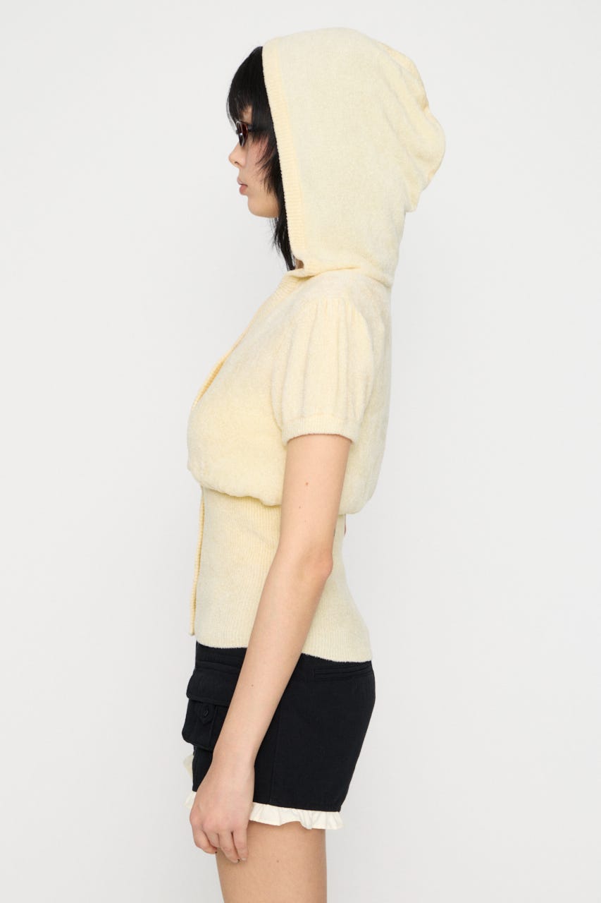 PUFF SLEEVE HOODIE トップス O/WHT FREE
