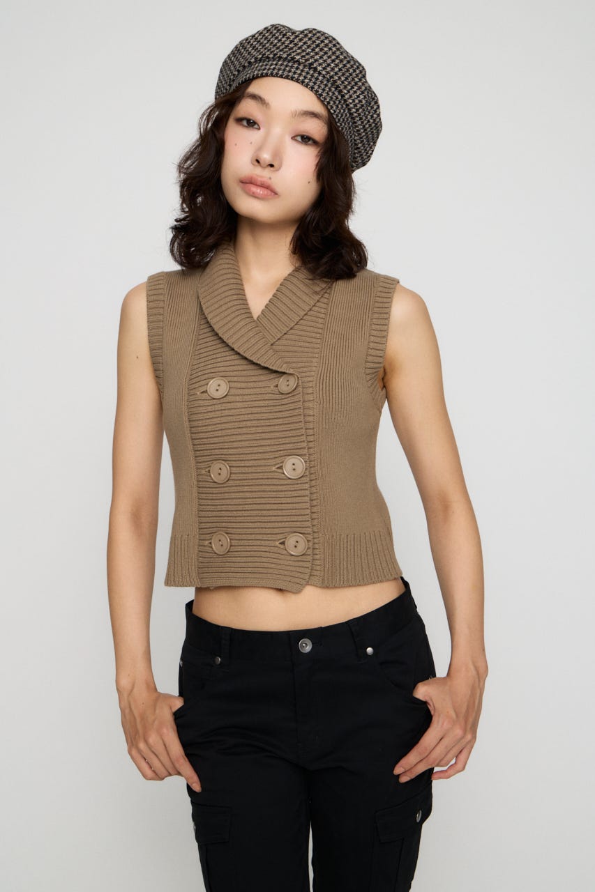 DOUBLE BUTTON KNIT ベスト BEG FREE
