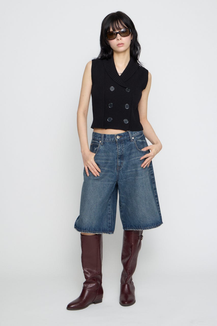 DOUBLE BUTTON KNIT ベスト BLK FREE