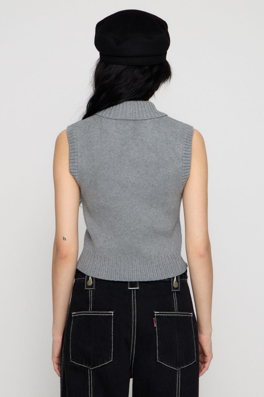 DOUBLE BUTTON KNIT ベスト T.GRY FREE