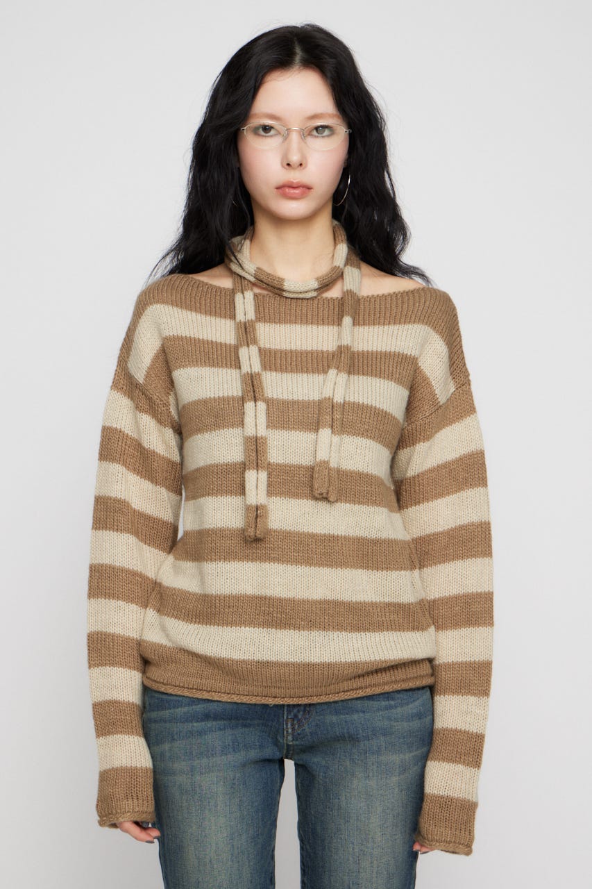 BORDER STOLE SET トップス BEG FREE