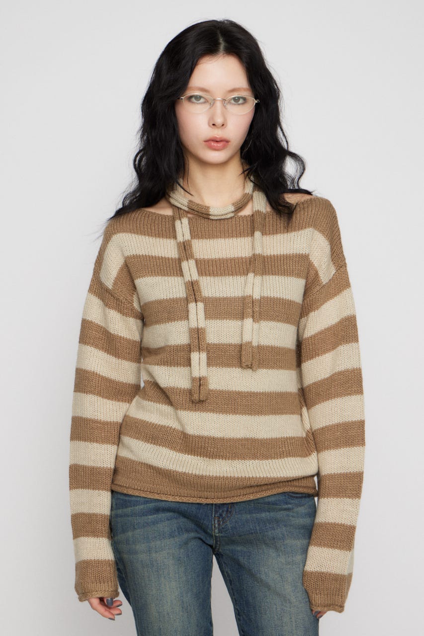 BORDER STOLE SET トップス BEG FREE