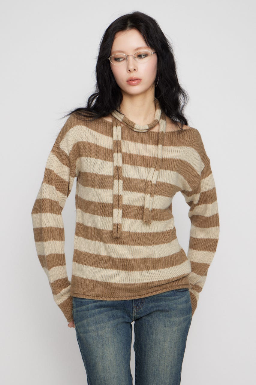 BORDER STOLE SET トップス BEG FREE