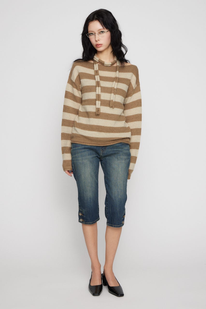 BORDER STOLE SET トップス BEG FREE