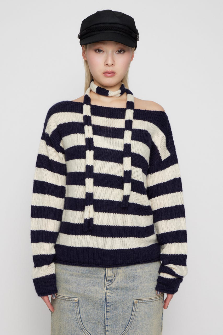 BORDER STOLE SET トップス NVY FREE