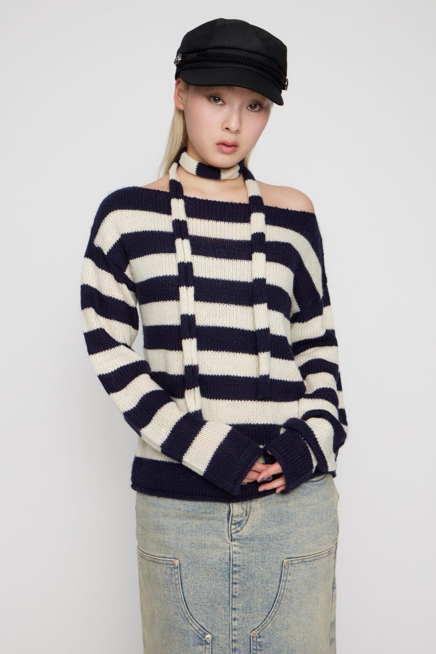 BORDER STOLE SET トップス NVY FREE