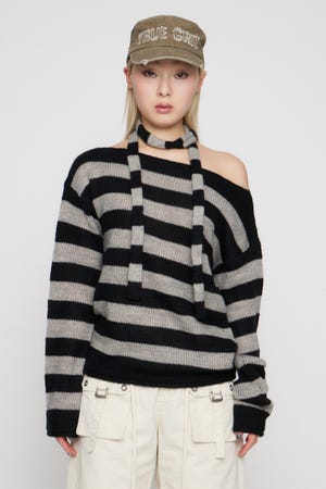 BORDER STOLE SET トップス